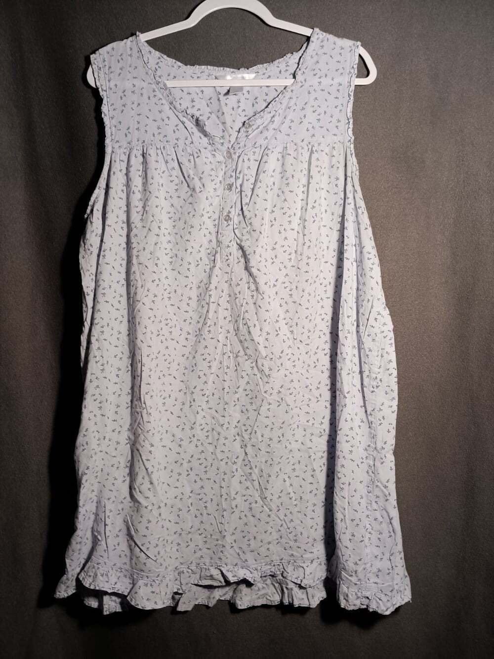 Adonna Floral Sleepdress Women's XL Cottagecore Blue Mini Nightgown Romantic